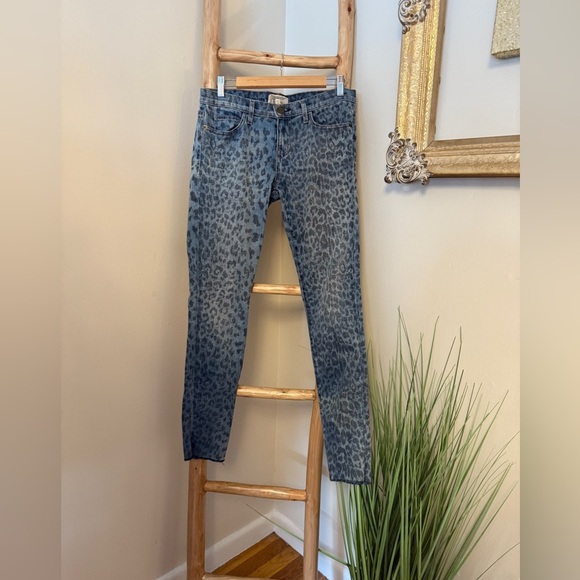 CURRENT ELLIOTT The Rolled Skinny Jeans in Indigo Leopard Size 28 - Picture 6 of 8